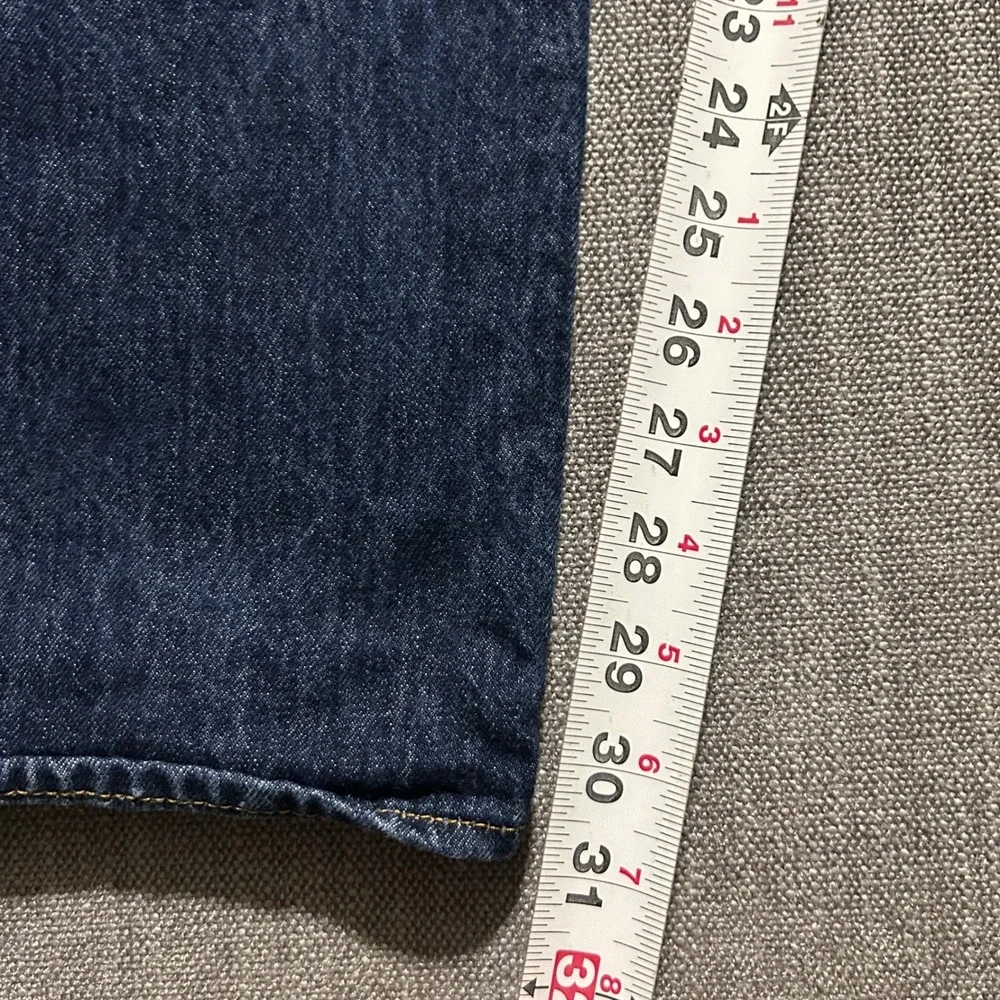 Levi's 501 Original Fit Jeans Mens 42x32 Dark Indigo Blue Button Fly Straight